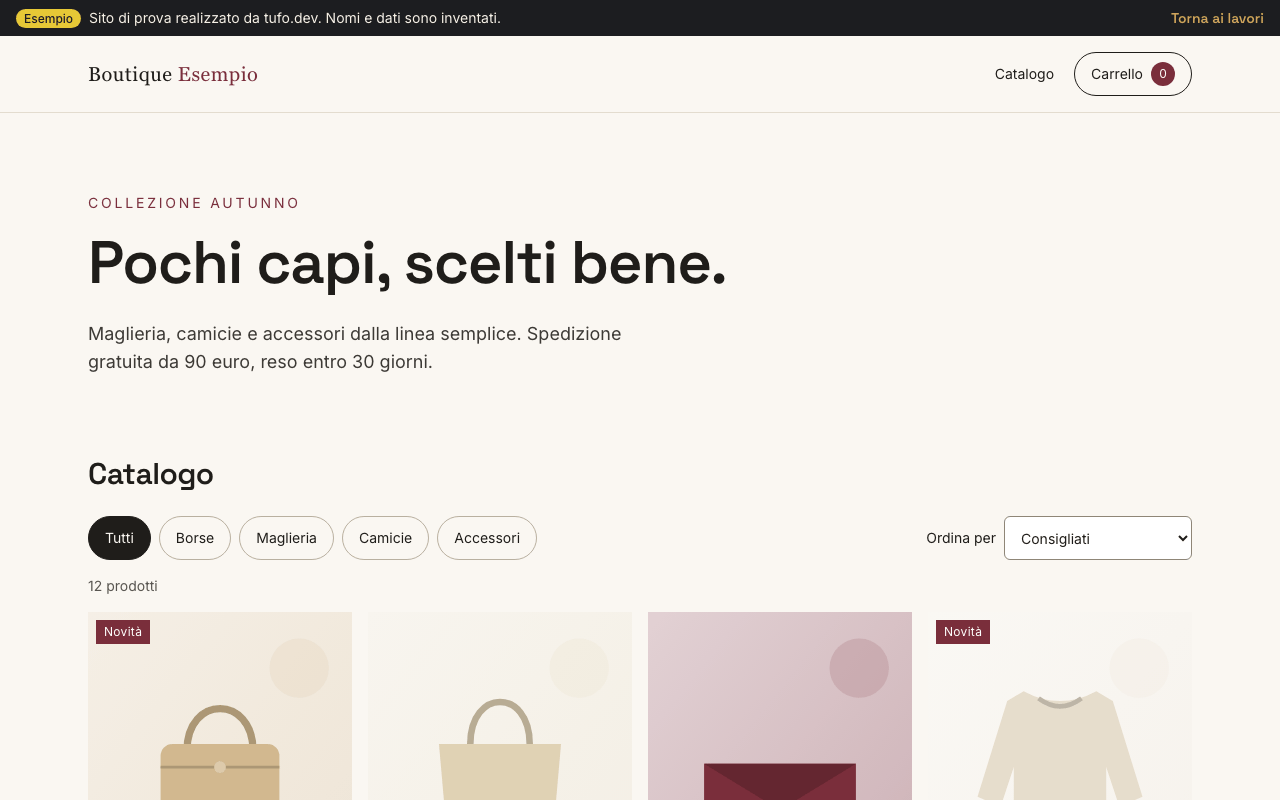 Anteprima di negozio online di esempio