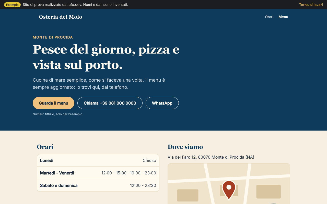 Anteprima di sito di esempio Osteria del Molo